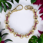 Load image into Gallery viewer, 10mm Gypsy link belcher bracelet with purple stones