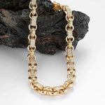 Load image into Gallery viewer, GOLD 10MM GYPSY LINK BELCHER CHAIN WITH ALBERT CLASP