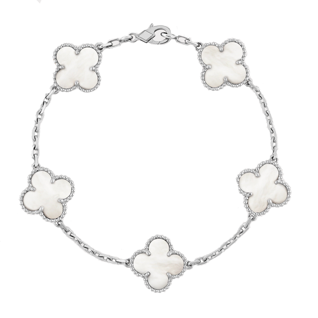 FLORAL BEAUTY BRACELET | WHITE SILVER