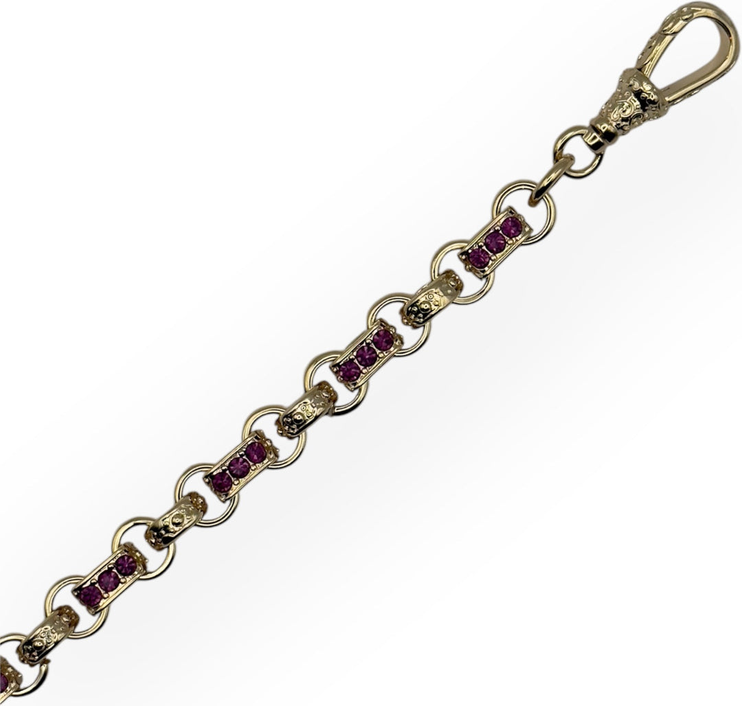 10mm Gypsy link belcher bracelet with purple stones
