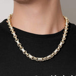 Load image into Gallery viewer, GOLD 10MM GYPSY LINK BELCHER CHAIN WITH ALBERT CLASP
